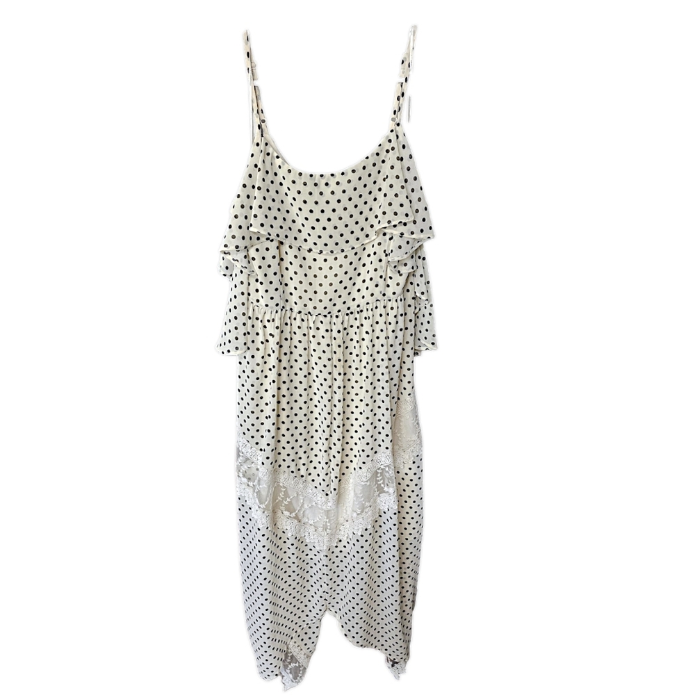 Anthropologie Champagne & Strawberries Polka Dot Lace Dress